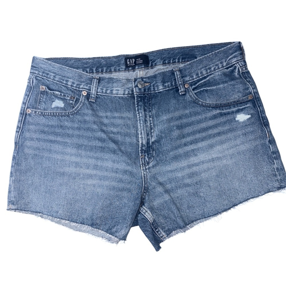 Gap Denim Mid Rise Stride Short Cut Off Shorts In Medium Wash Women’s Size 16/33